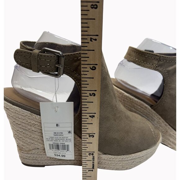 Univ Thread Wedge Women 8.5 Taupe Faux Suede Ankle Strap Platform Espadrille‎ - Picture 6 of 10